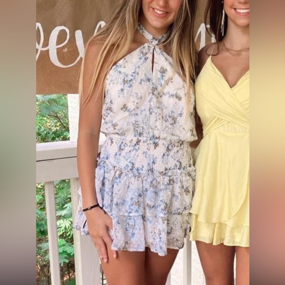 TCEC short floral halter dress